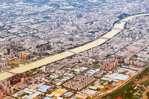 Aerial evening view of Chengdu district. — Stock Photo, Image