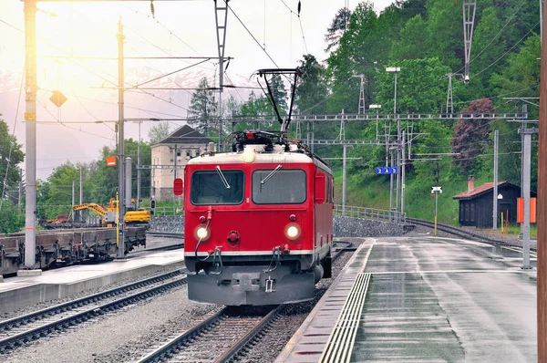 Electric locomotive on Filisur station.