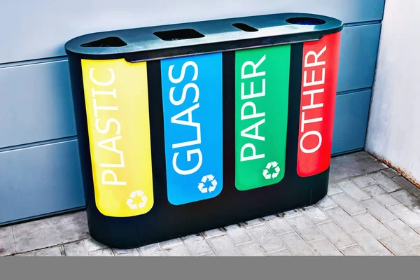 Multicolored bin for separate waste collection. — Stock Photo, Image