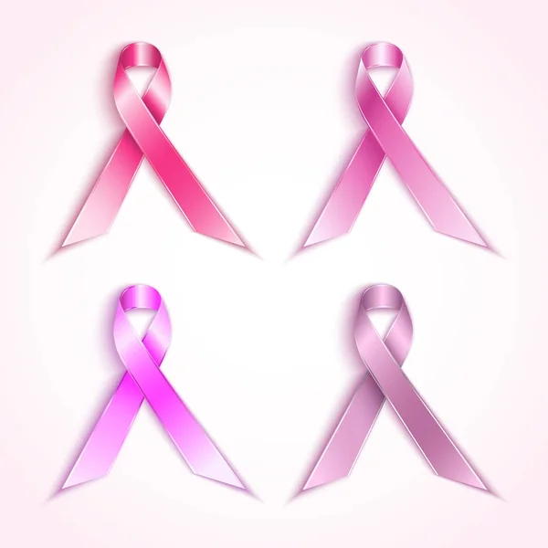Breast cancer awareness pink ribbons. — Stock Vector