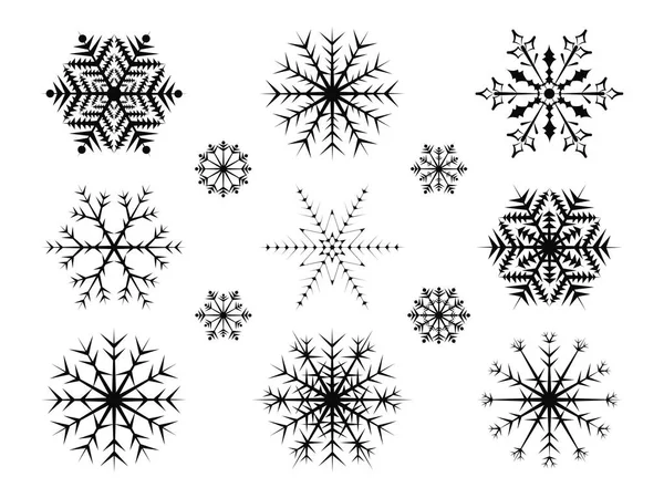 Ensemble de flocons de neige de Noël sur fond de tourbillon . — Image vectorielle