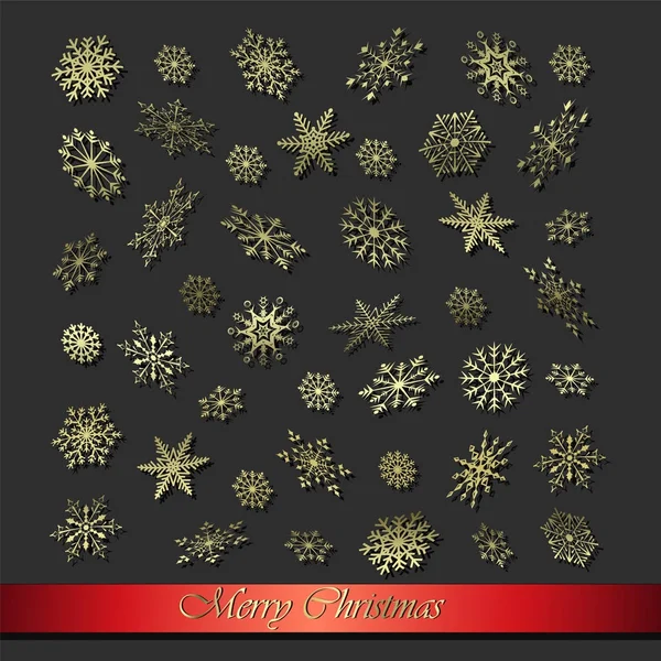 Christmas snowflakes on a dark background. — Stock Vector