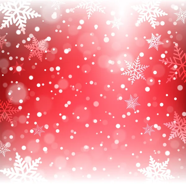 Copos de nieve de Navidad sobre fondo rojo . — Vector de stock