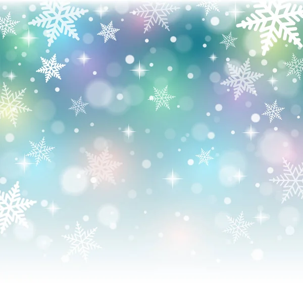 Copos de nieve de Navidad sobre fondo colorido . — Vector de stock