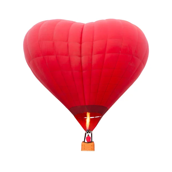Globo de aire caliente rojo en forma de corazón. — Foto de Stock