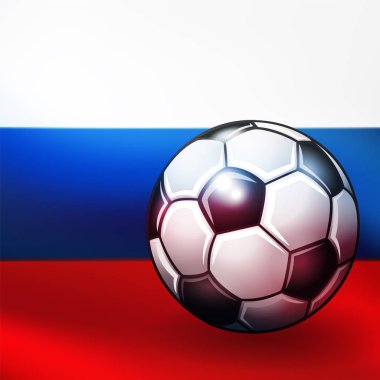 Rus bayrağı arka plan üzerinde futbol topu.