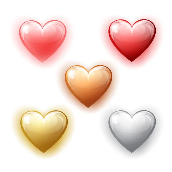Ensemble de différentes formes de coeur sur fond blanc . — Image vectorielle