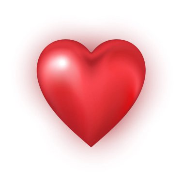Beyaz arkaplanda kırmızı kalp şekli.