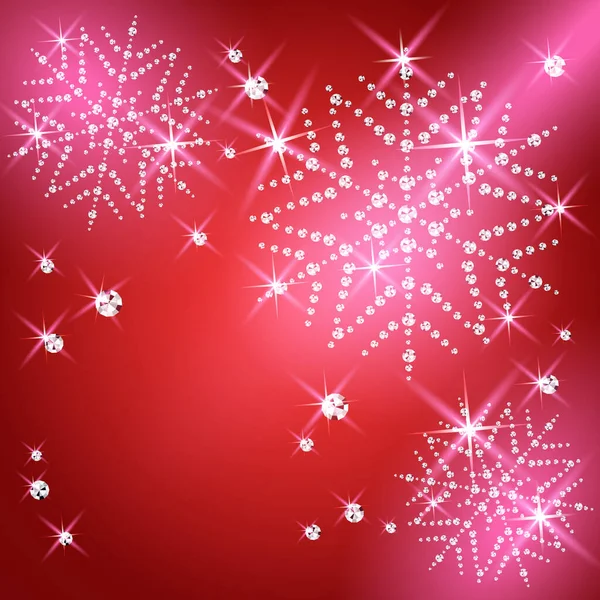 Christmas snowflakes on red background. Vector illustration. — Stock Vector