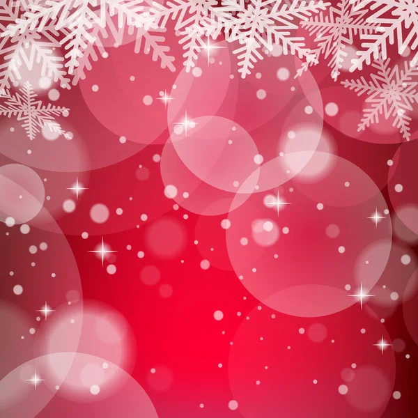 Copos de nieve navideños sobre fondo rojo. Ilustración vectorial. — Vector de stock