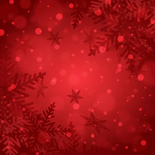 Copos de nieve navideños sobre fondo rojo. Ilustración vectorial. — Vector de stock