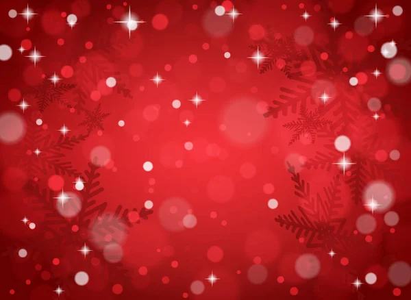 Jul snöflingor på röd bakgrund. Vektorillustration. — Stock vektor