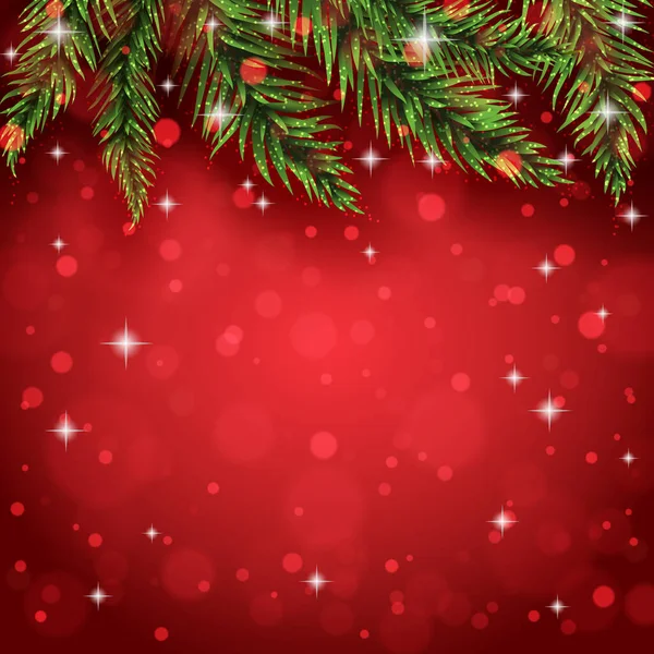 Ramas de pino en el fondo de la postal de Navidad. Ilustración vectorial . — Vector de stock