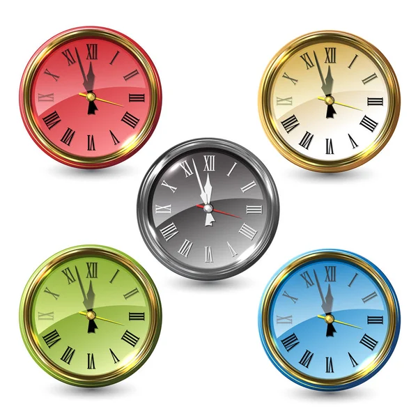 Conjunto de relojes aislados sobre fondo blanco. Ilustración vectorial . — Vector de stock