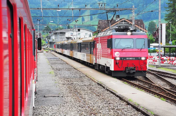 Passenger trains meet each other — Stock Photo, Image