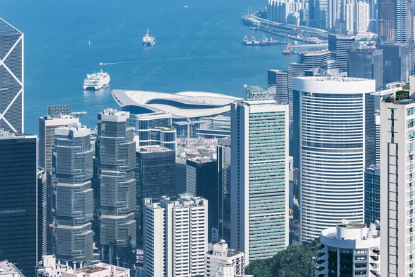 Victoria Tepesi 'nden Hong Kong şehir merkezi manzarası. — Stok fotoğraf