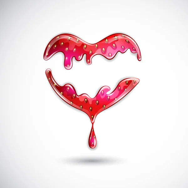 Fraise en forme de coeur sur fond blanc. Illustration vectorielle . — Image vectorielle