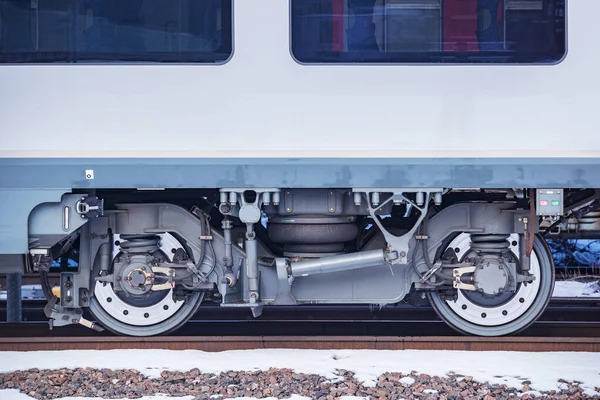 Wheels of the high speed train standing on the station. — Stock Photo, Image