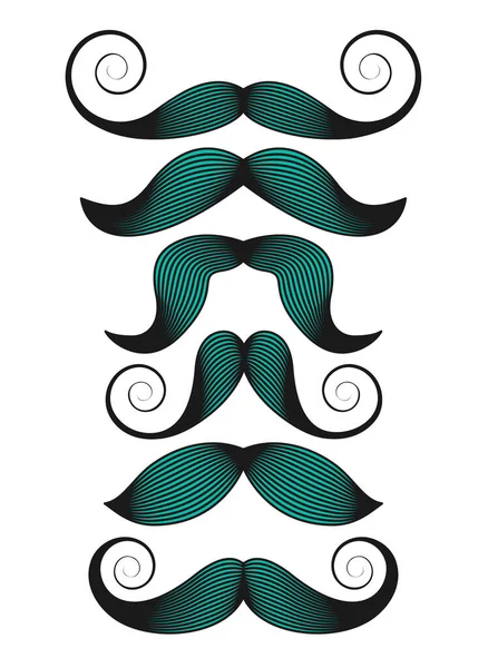 Set Mustaches White Background Vector Illustration — Stock Vector