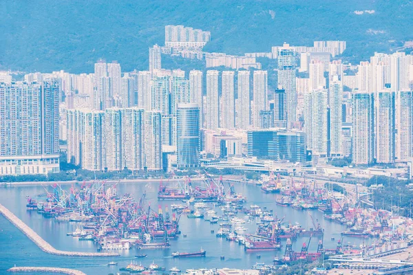 九龙的商业港口景观 — 图库照片
