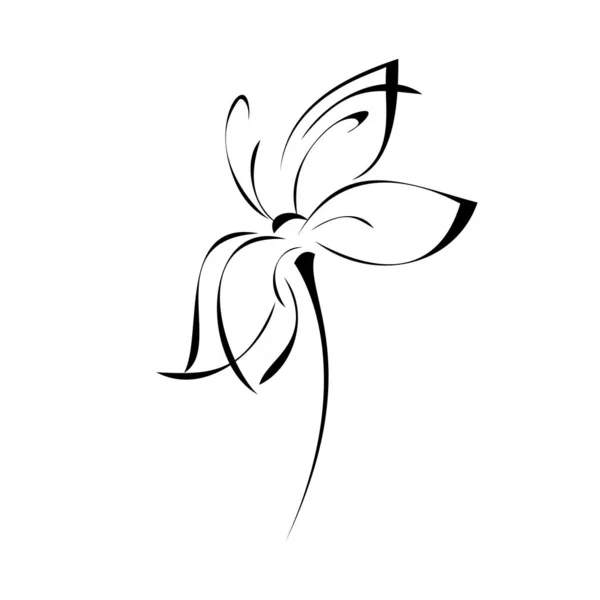 Una Flor Estilizada Flor Sobre Tallo Corto Sin Hojas Líneas — Vector de stock