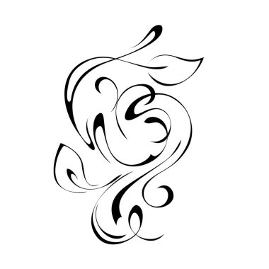 Beyaz arkaplanda yaprakları ve kıvrımları olan pürüzsüz siyah çizgiler halinde süsler.