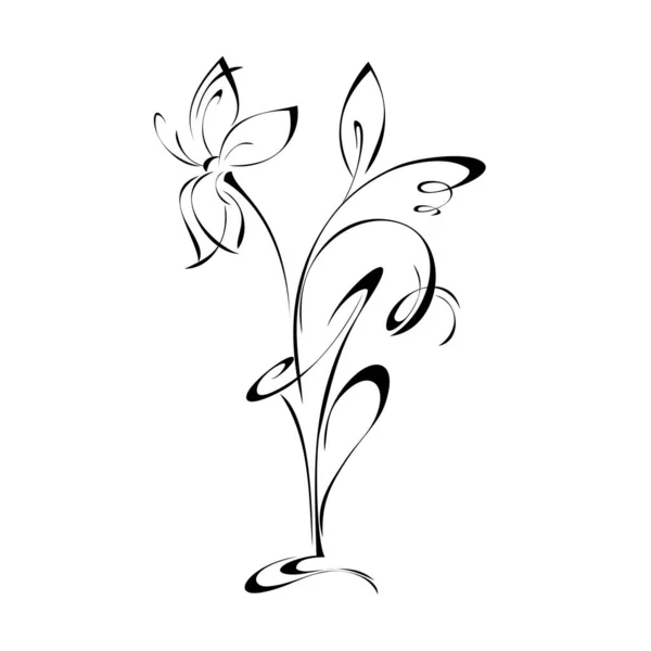 Vase Stylisé Avec Une Fleur Lignes Noires Sur Fond Blanc — Image vectorielle