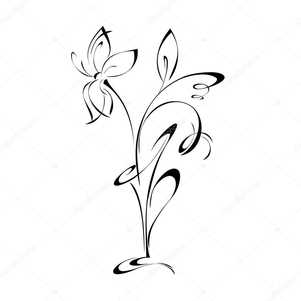 stylized vase with one flower in black lines on white background