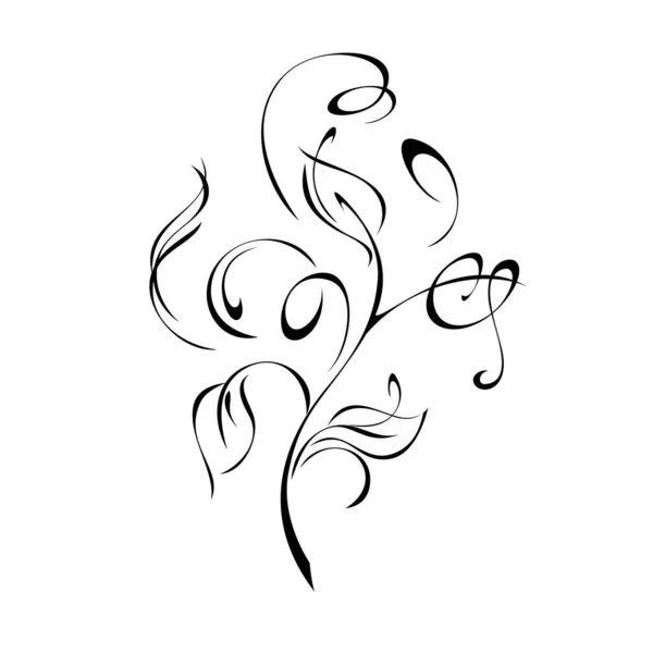 Rameau Stylisé Avec Feuilles Vignettes Lignes Noires Sur Fond Blanc — Image vectorielle