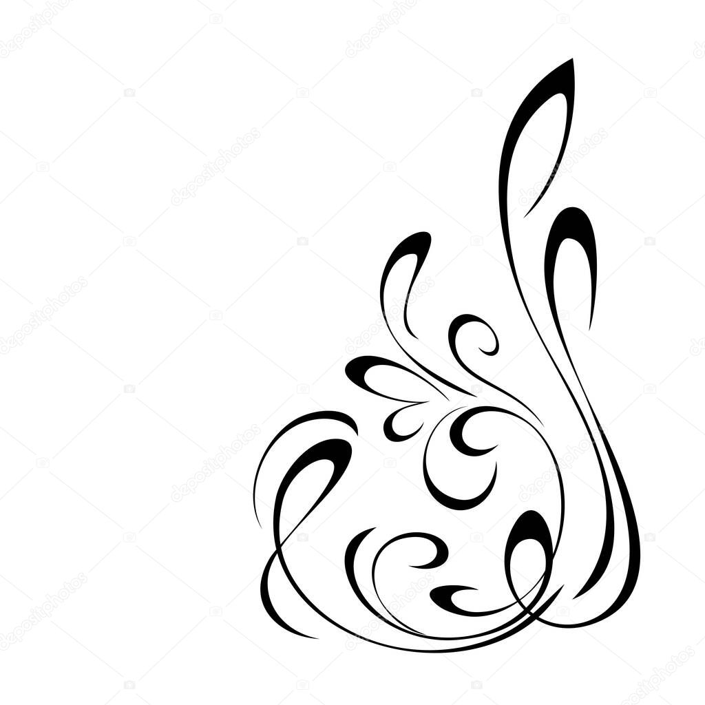 unique decorative abstract ornament with curls in black lines on a white background