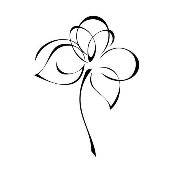 Unik Stiliserad Blommande Blomma Kort Stjälk Utan Blad Svarta Linjer — Stock vektor