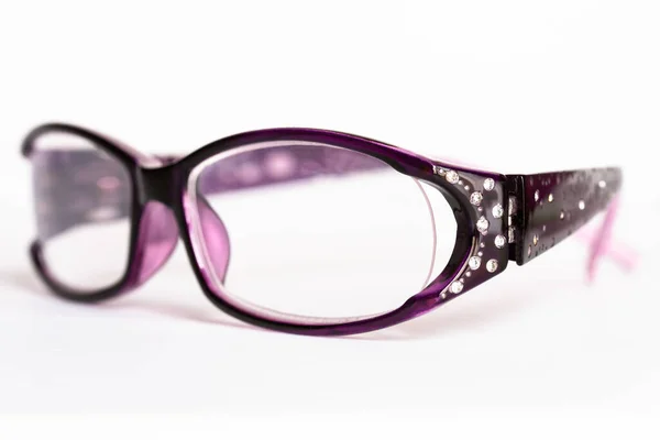 Lila Női Szemüveg Blinggel Stock Kép