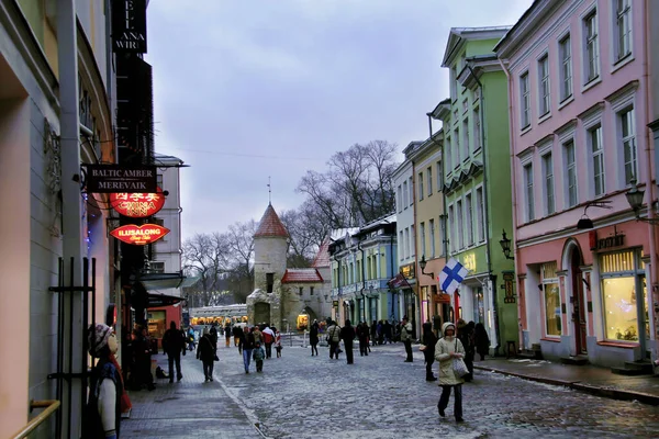 Tallinn, Estonya, 02.06.2019. Kışın Eski Tallinn sokakları.