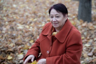 üst düzey kadın parkta bir sonbahar