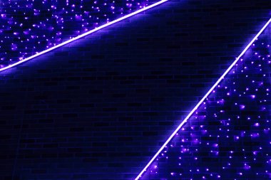 Tuğla duvar, arkaplan, neon ışık