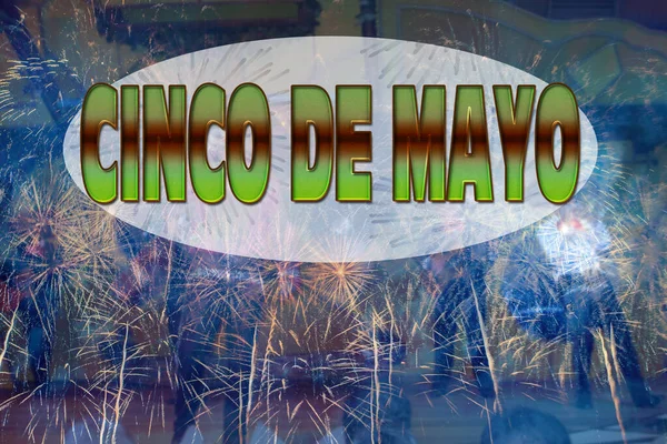 Banner Pentru Sărbătoarea Cinco Mayo Artificii Colorate Fundal Bokeh Spațiu — Fotografie, imagine de stoc