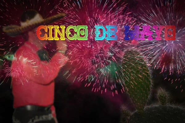 Banner Para Celebración Del Cinco Mayo Exhibición Colorida Los Fuegos — Foto de Stock