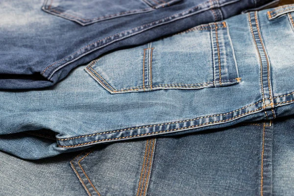 Κοντινό Πλάνο Μπλε Υφής Denim Τζιν Τζιν Φόντο Χώρο Για — Φωτογραφία Αρχείου