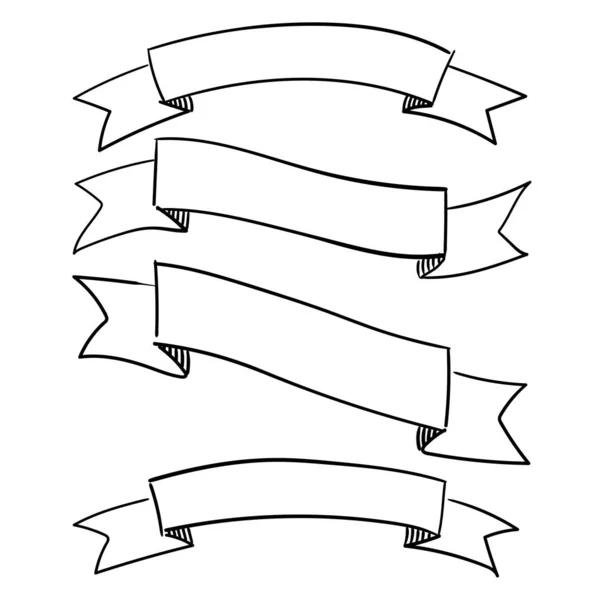 Conjunto de cintas decorativas. Ilustración dibujada a mano vectorial Vector De Stock