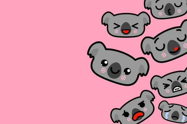 Metin için yeri olan şablon pankartı - komik Emoji koalas Vektör illüstrasyonu — Stok Vektör