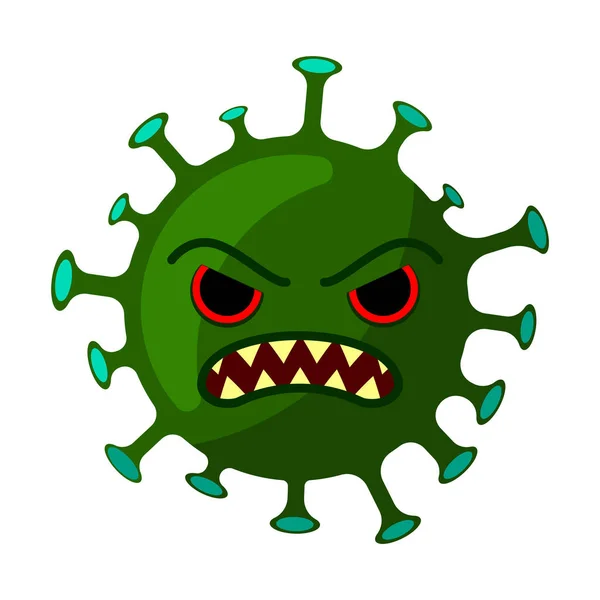 Coronavirus con expresión facial enojada. Aislado sobre un fondo blanco. Dibujos animados vectoriales ilustración plana Vectores De Stock Sin Royalties Gratis