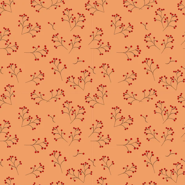 Безшовний Візерунок Ізольовані Гілки Червоних Ягід Рожевому Тлі Вектор Ілюстрація — стоковий вектор