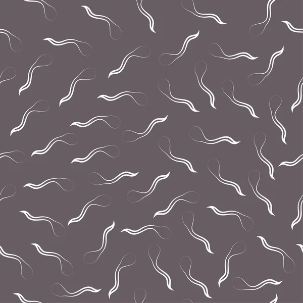 Nahtloses Muster Abstrakte Wellenlinien Form Eines Spermas Auf Grauem Hintergrund — Stockvektor