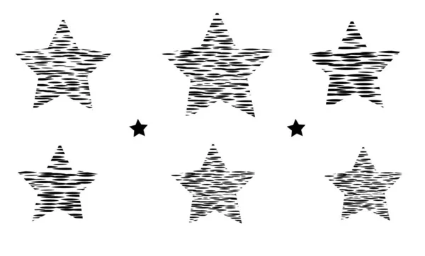 Estrelas Desenhadas Por Linhas Pretas Sobre Fundo Branco Vector Ilustração — Vetor de Stock