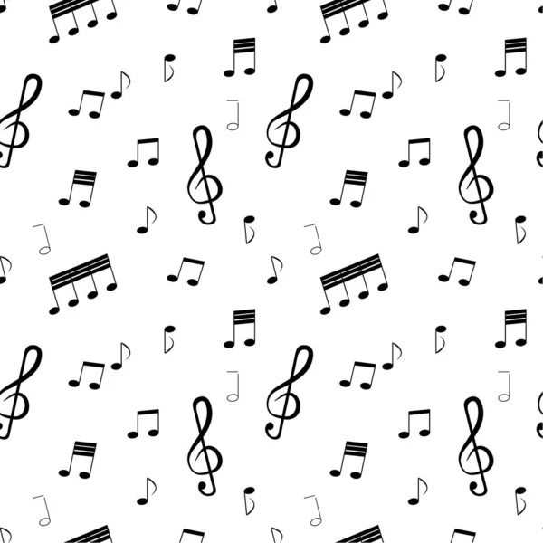 Patrón Sin Costuras Notas Musicales Clave Musical Negro Sobre Fondo — Archivo Imágenes Vectoriales