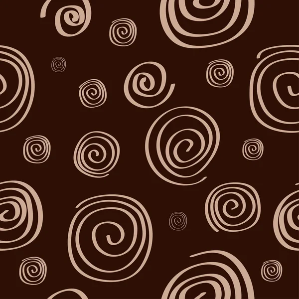 Kusursuz desen: kahverengi arkaplana sarmal şeklinde bej karalamalar. Kumaş için kullanılabilir. Vektör. İllüstrasyon