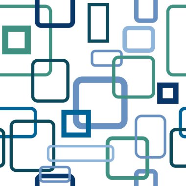 Kusursuz desen: beyaz arkaplanda farklı şekillerde çok renkli kareler. Soyut arkaplan. Vektör. resimleme