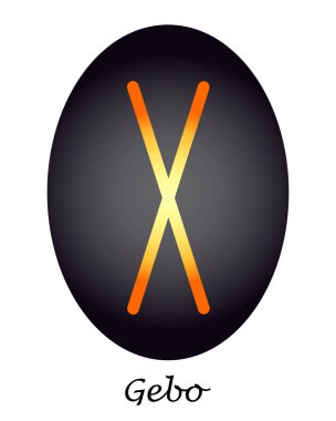 Rune Gebo sarısı ve turuncu renkli koyu oval. Vektör. resimleme