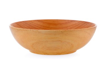 Beyaz arka planda ahşap kase