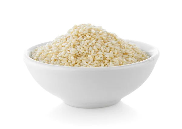 White sesame in bowl — Stock Photo, Image